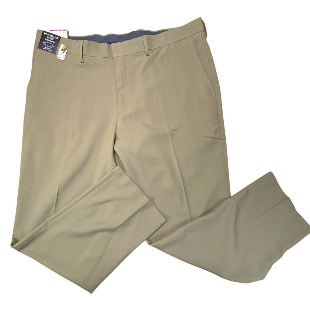 Haggar Premium Dress Pants Men's 38x29 Khaki NWT Flex Waist Straight Fit‎